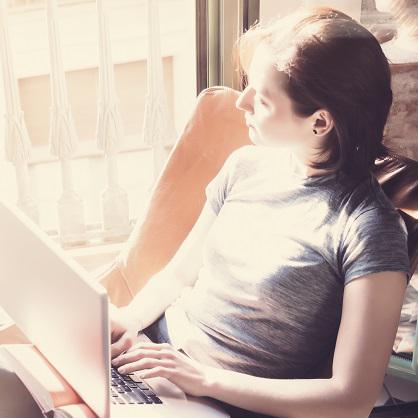 Woman working on computer