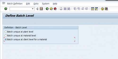 SAP Batch Level Configuration