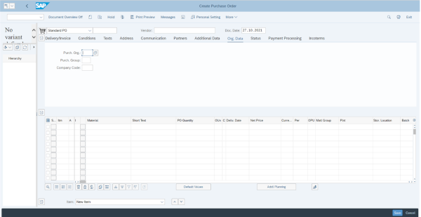 SAP PO Creation