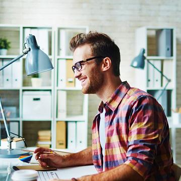 Man working on computer 