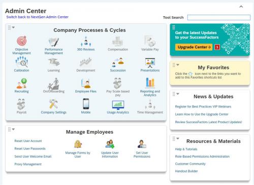 SAP SuccessFactors Admin Center